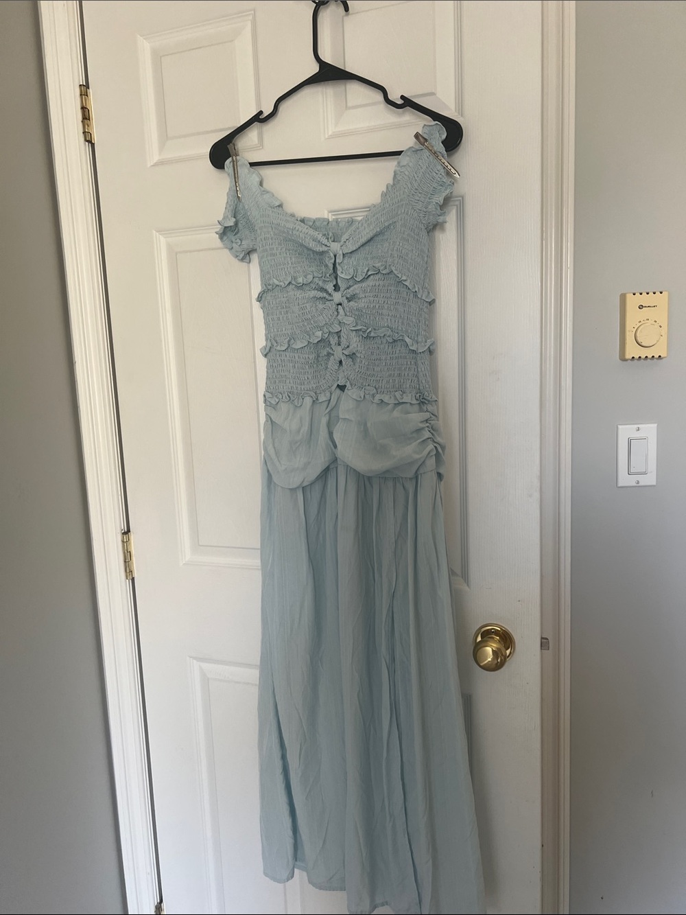 Baby Blue Maxi Dress with Ruffle Details